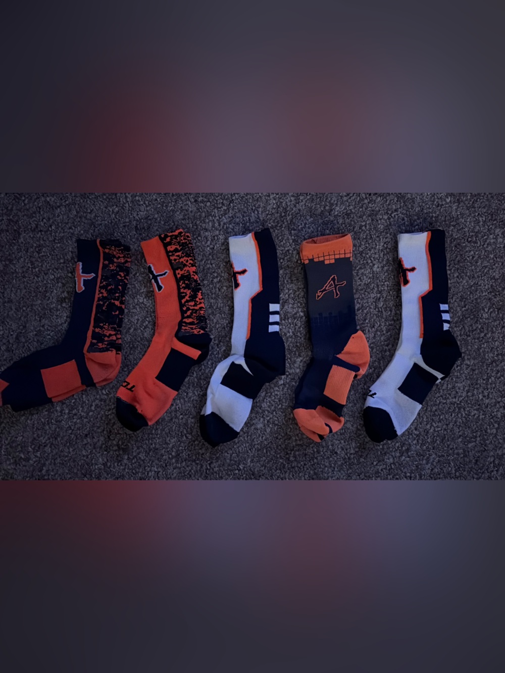 Men's Athletic Crew Socks in Orange & Navy - Pack of 5